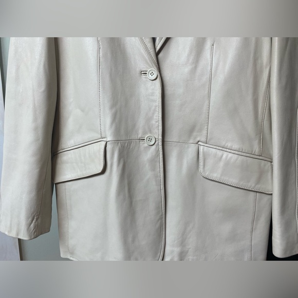 Pamela McCoy Leather Jacket Cream Size Large - Picture 3 of 16